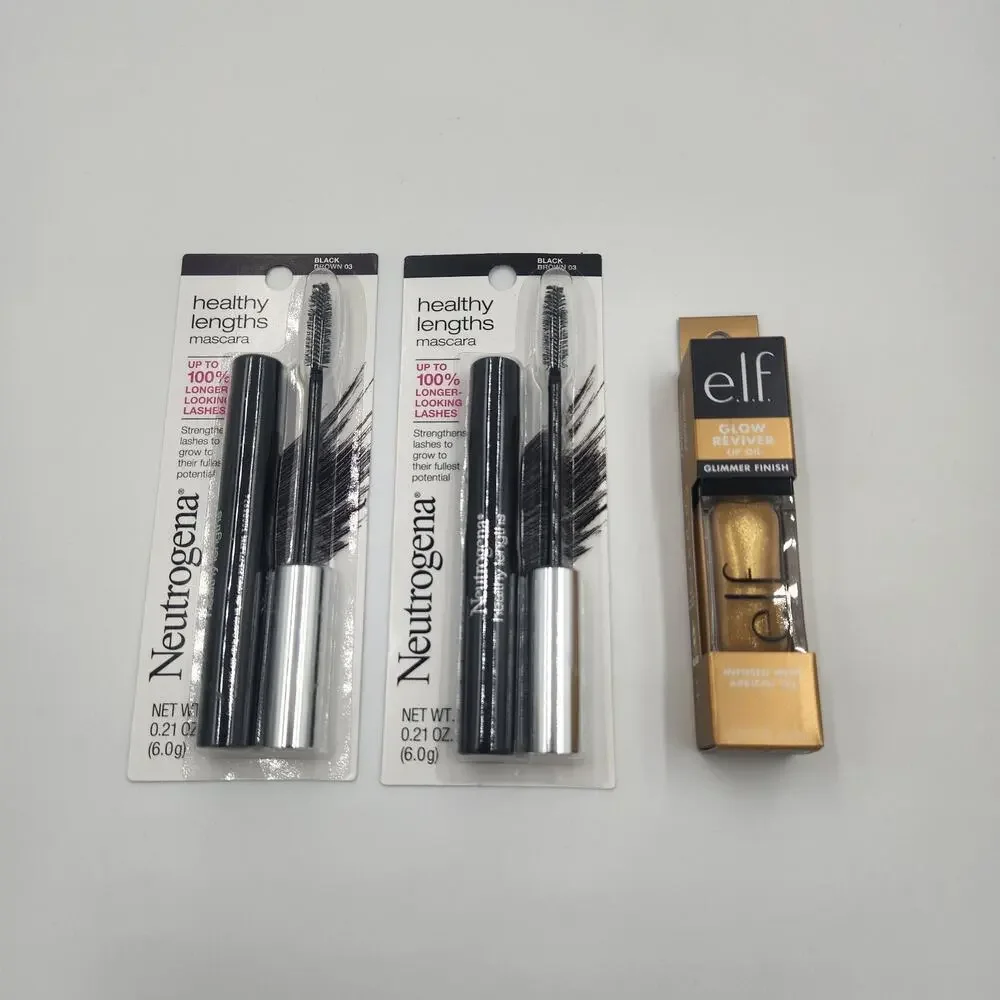 Neutrogena Healthy Lengths Mascara (2 Pack) Brown Black and Free e.l.f. Lip Oil